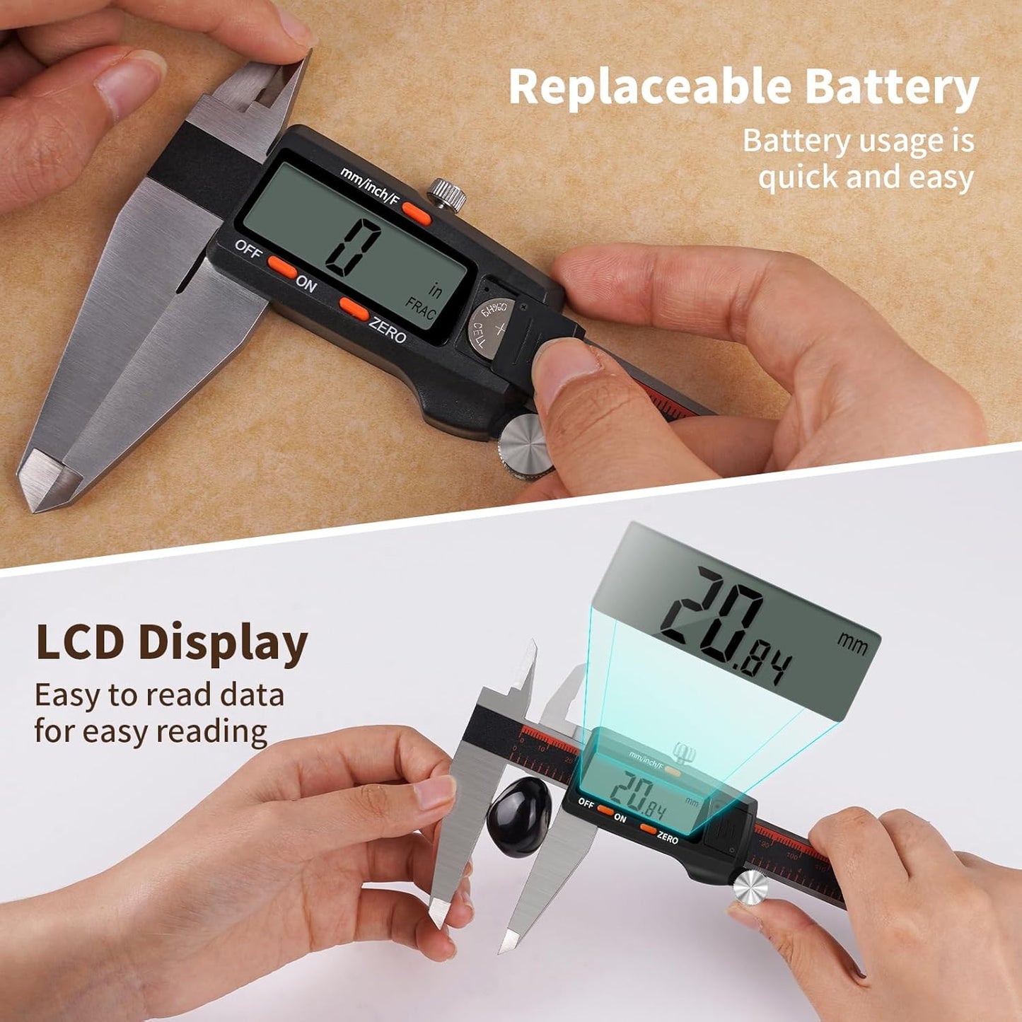 Digital Caliper 12 Inch,HARDELL Caliper Measuring Tool with Large LCD Screen,Electronic Digital Vernier Caliper Auto-Off Feature,Inch/MM/Fraction,Digital Ruler for 3D Printing/Jewelers/Woodworkers