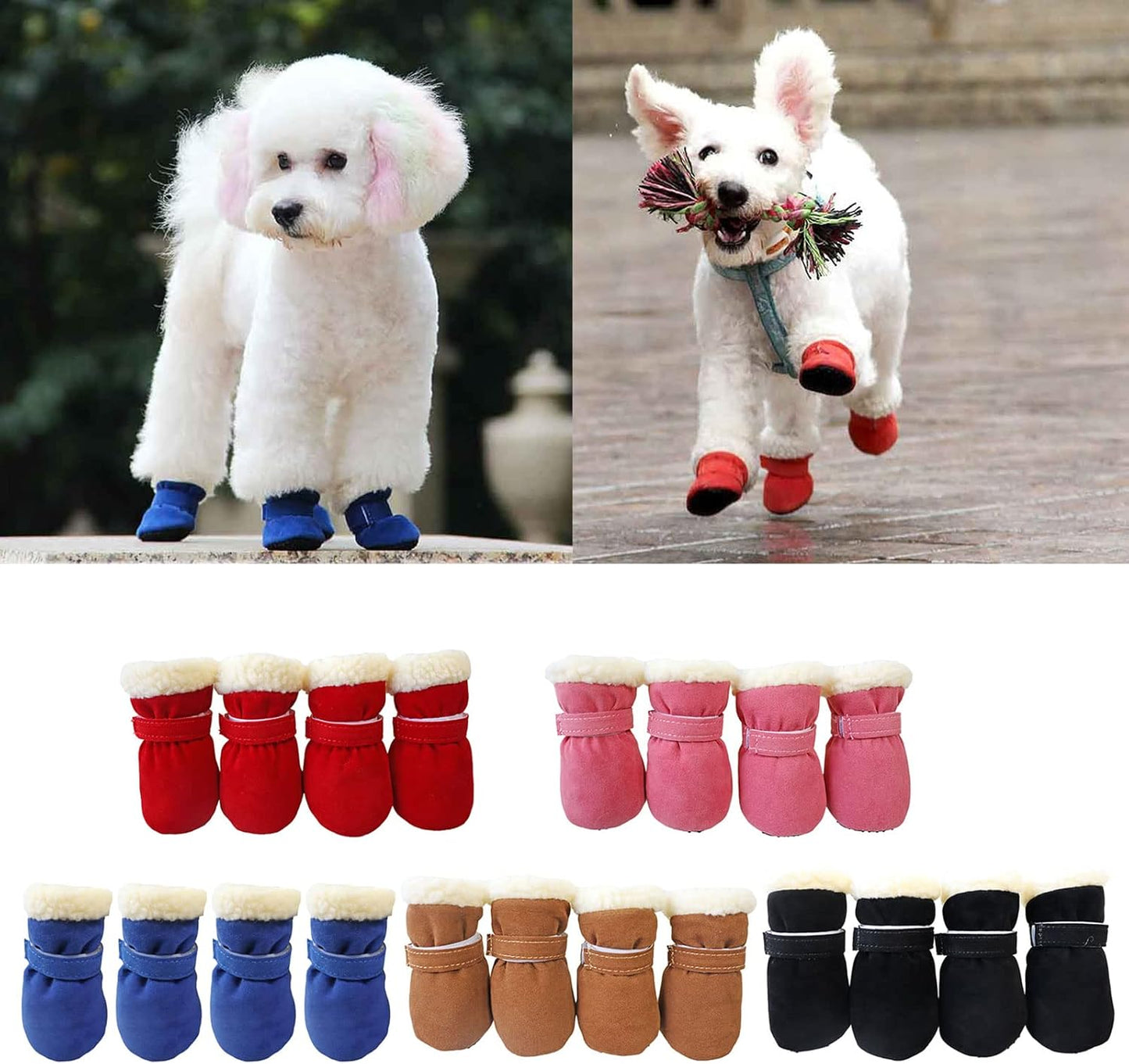 Winter Warm Pet Shoes 4pc/Set Dog Booties Snow Walking Puppys Booties Shoes Casual Fashion No-Slip Dog Shoes