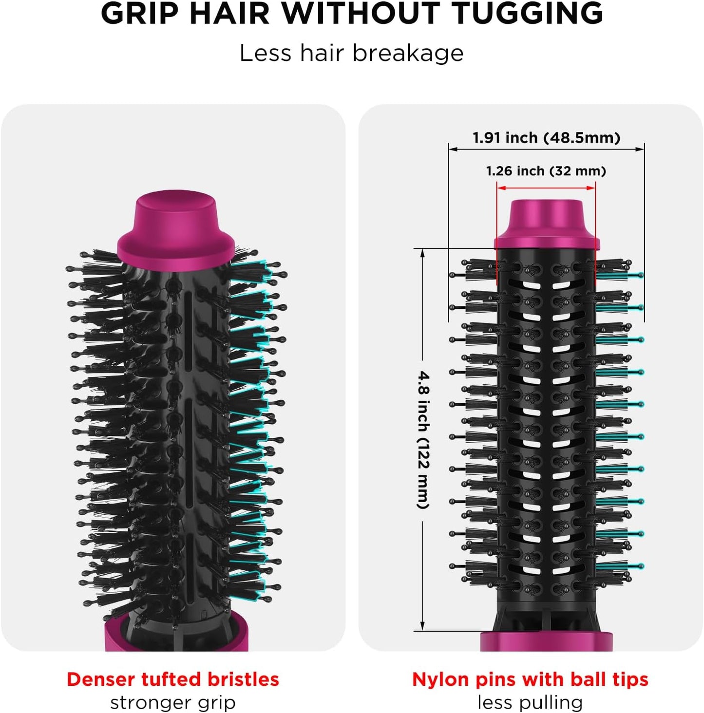 Aima Beauty One Step Hair Dryer & Volumizing Hot Air Brush, Ceramic Straightener Brush, Curler & Hot Comb 4 in 1 Salon Ionic Hair Brush, Rose Pink