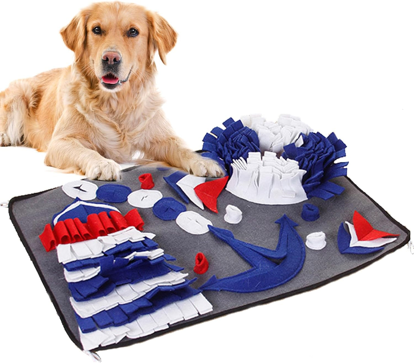 Snuffle Mat for Dogs, Interactive Foraging Puzzle Non-Slip Blanket, Premium Feeding Mat for Slow Eating & Smell Training. Dog Brain Stimulating Toys Bed (Grey)