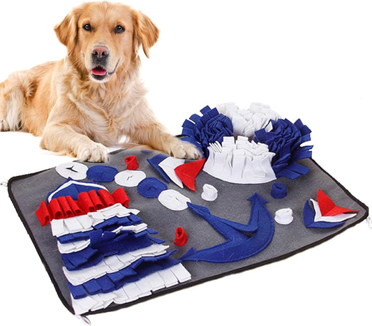 Snuffle Mat for Dogs, Interactive Foraging Puzzle Non-Slip Blanket, Premium Feeding Mat for Slow Eating & Smell Training. Dog Brain Stimulating Toys Bed (Grey)