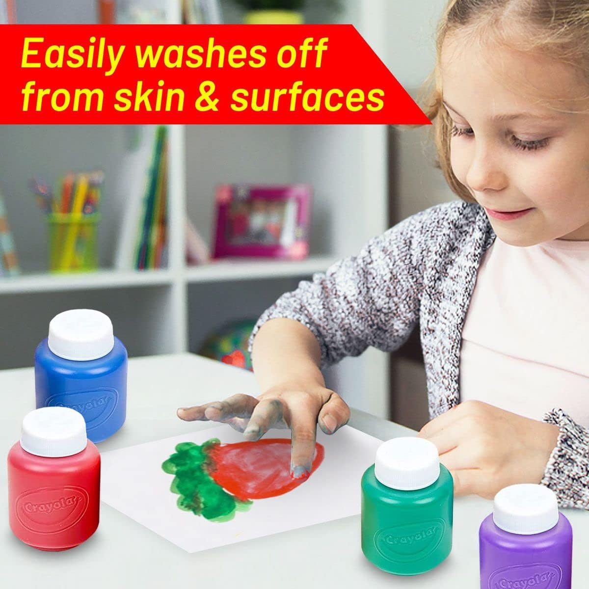 The Mega Deals Kids Painting Set – Washable Non-Toxic Finger Paints (10 Colors of 2 oz) with 10 Paint Cups & 10 Brushes Mess-Free Toddler Art Supplies Painting Kit for Kids Gift Bundle