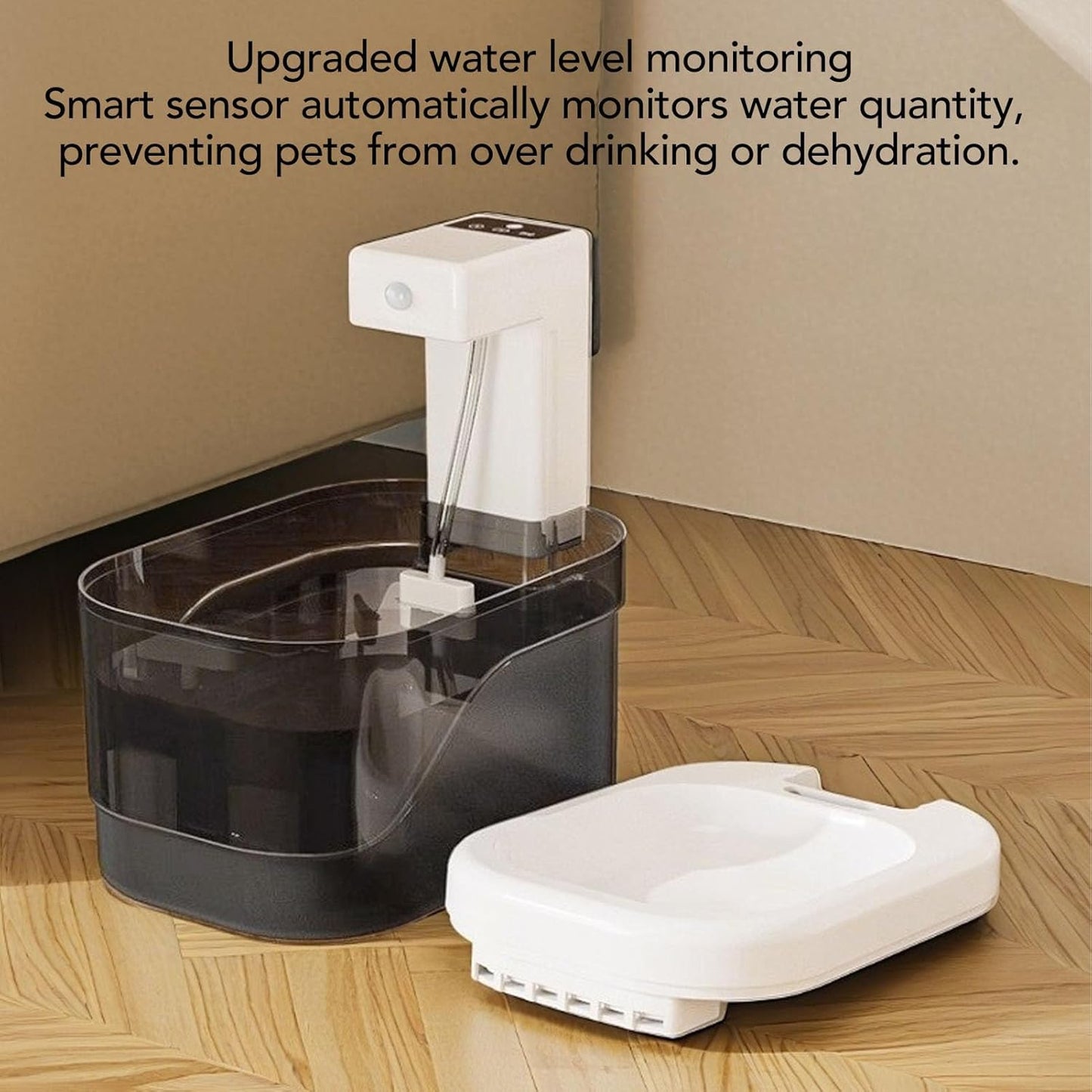 Luqeeg Cat Water Fountain, 2l Large Capacity Supply Sensing Circulating Automatic Pet Fountain, Dog Water Dispenser Gravity Cat Feeder Monitors Levels Slow Bowl for Pet Drinking