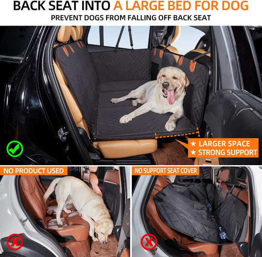 YJGF Back Seat Extender,Dog Seat Cover for Back Seat,Hard Bottom Car Seat Cover for Dogs,Dog Hammock for Car,Back Seat Pet Cover for Dogs(Black,for Car/SUV/Small Truck)