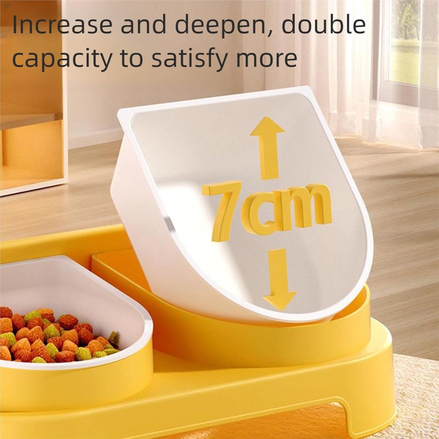 iiniim Elevated Dog Feeder Bowls Double Dish with Stand Raised Food and Water Bowls for Small Medium Dogs Cats Yellow One Size