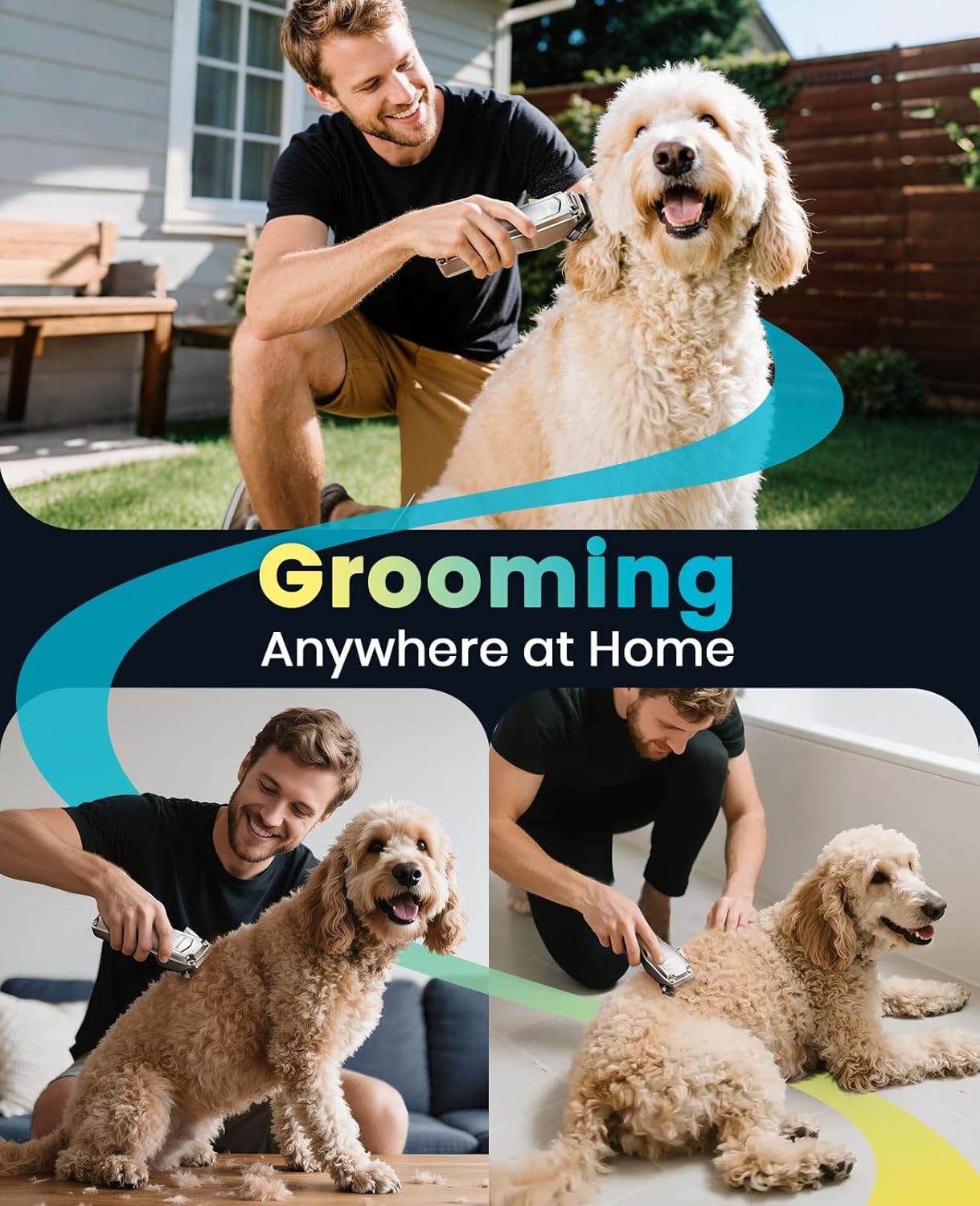 oneisall Dog Clippers for Grooming Thick Hair,Low Noise Dogs Grooming Kit with Detachable Stainless Steel Blade,Dog Shaver for Thick/Matted/Knotted/Fine/Wave/Curly Hair,PC18
