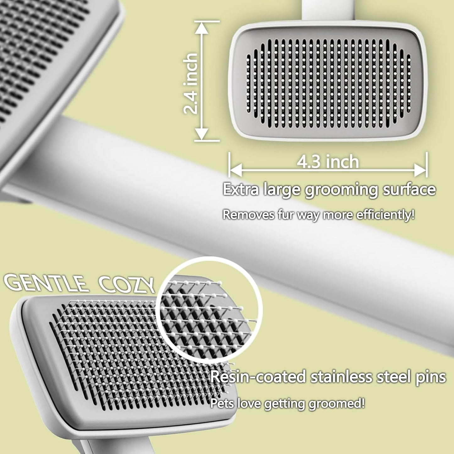 Cat Dog Self Cleaning Slicker Grooming Brush Pet Hair Removal Tool Reusable Lint Remover Carpet Scraper for Clothes Couch Pet Bed Furniture Bedding Sofa Car