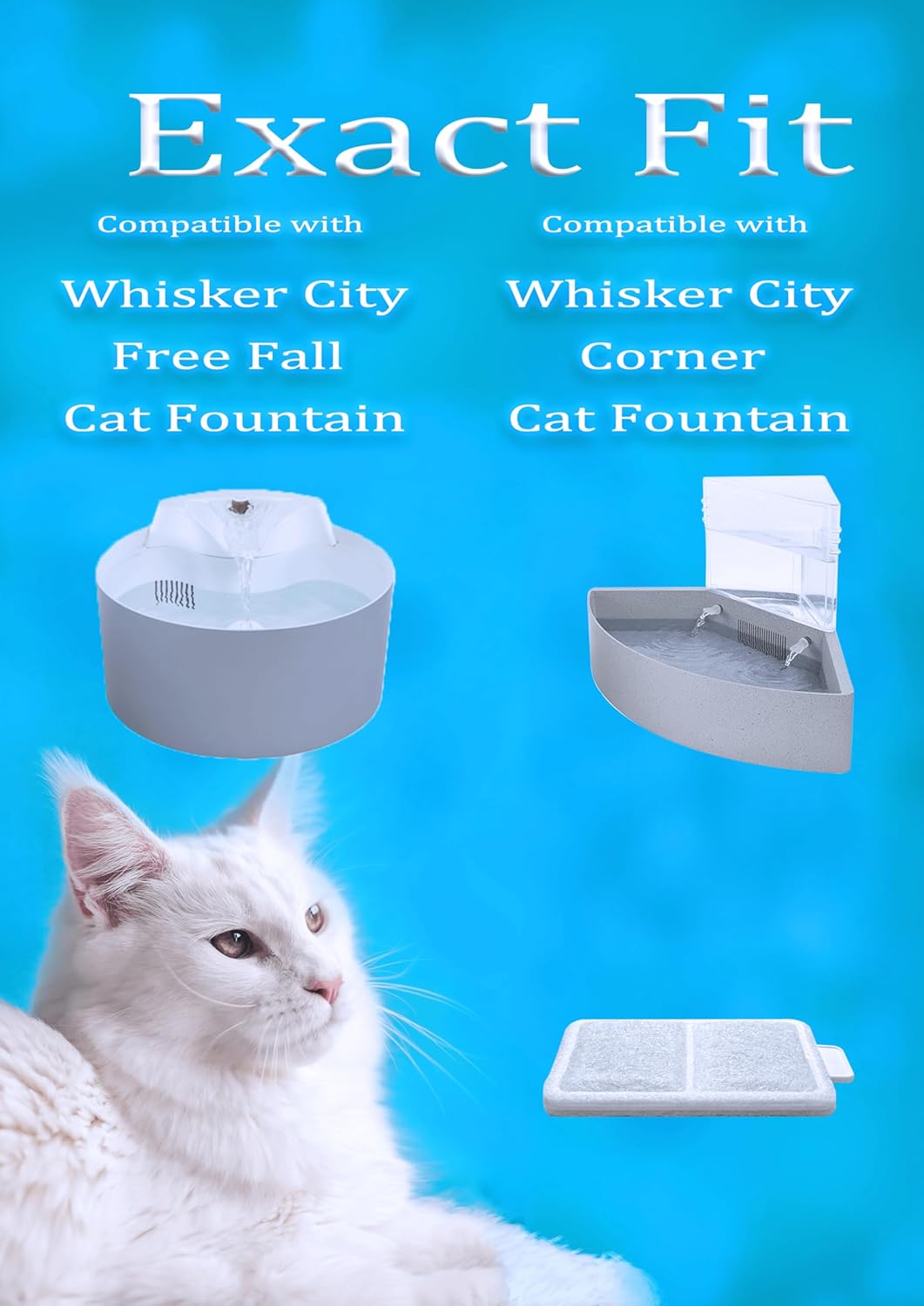 12X Small Water Activated Carbon Filter Compatible With Whisker City Automatic Pet Fountain Free-fall fountain and Corner fountain, Whisker City 50 oz (small) and 150 oz (medium)