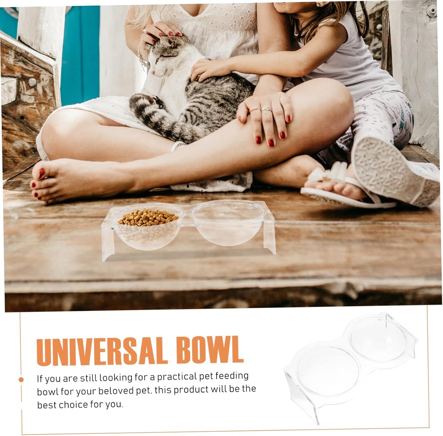 TOYANDONA Elevated Double PET Bowls Acrylic Cat and Dog Food Water Bowl Set Neck Protective Feeding Station for Cats and Kittens Sturdy and Easy to Clean