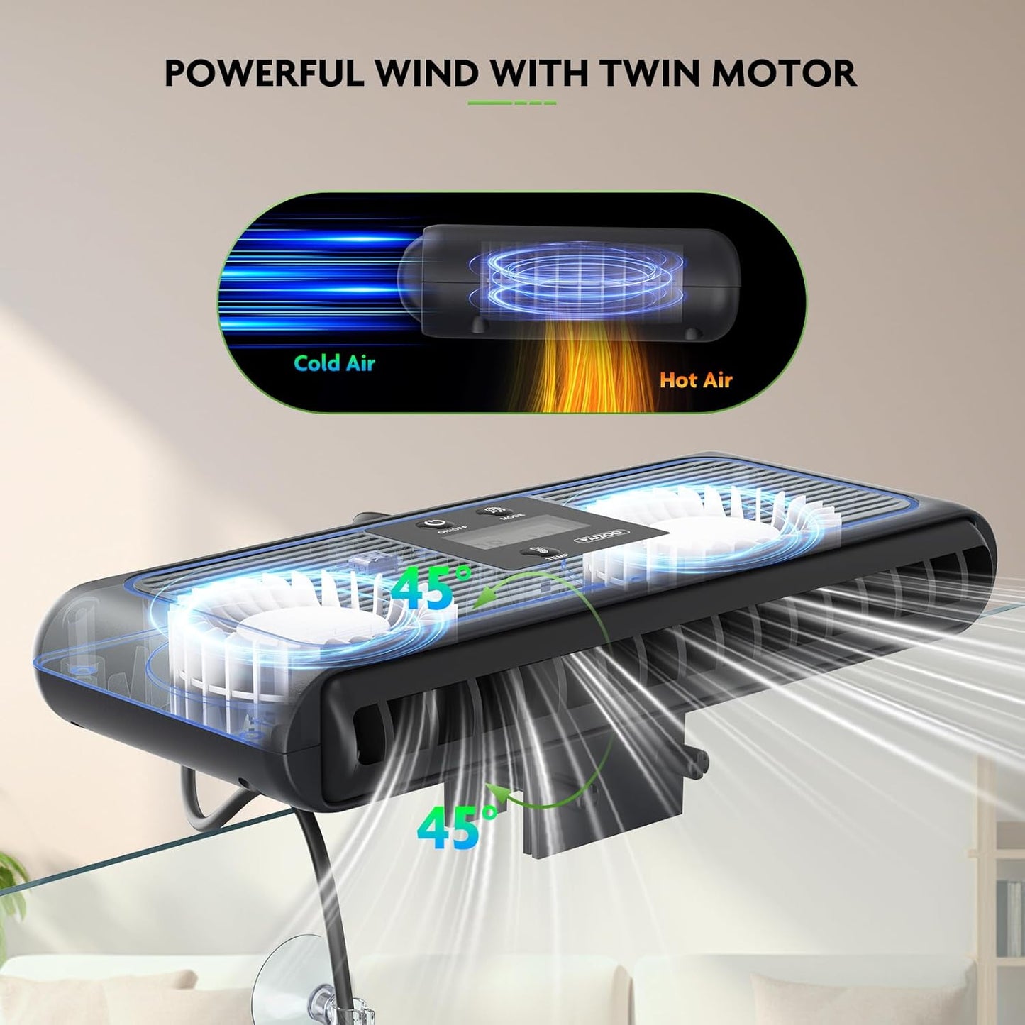 PAIZOO Aquarium Chiller Fan, Auto Temperature Control Fish Tank Cooler Aquarium Fan with Temperature Probe, LCD Display, 3 Speed Modes Axolotl Tank Cooler, 8.5-in, 6.4W