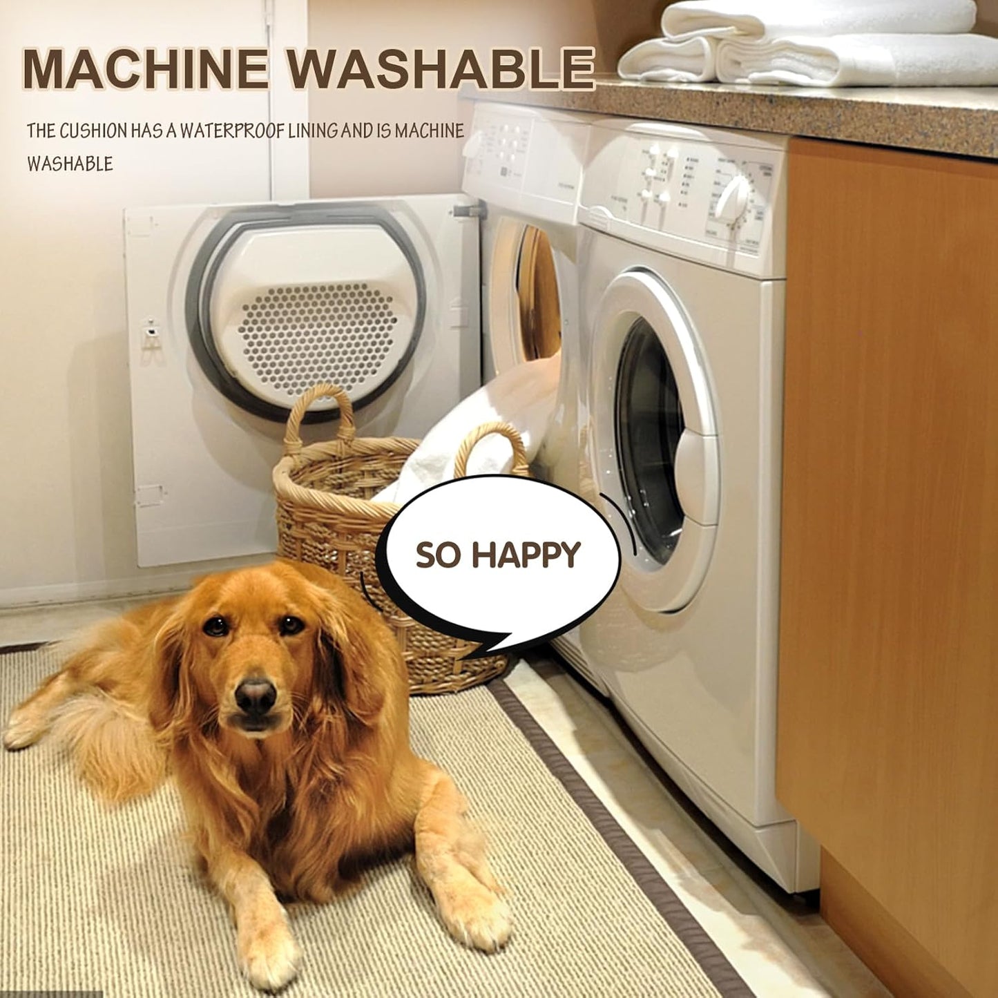 EMPSIGN Dog Crate Pad - Reversible Kennel Bed, Machine Washable, Soft White Plush Sleeping Bed for Small Medium Large Dogs, All-Season Pet Bed, 47"x 29"x 3"