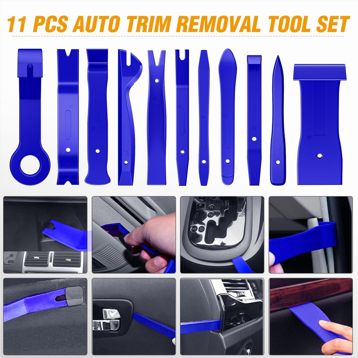 GOOACC 330Pcs Trim Removal Tool, Auto Push Pin Bumper Retainer Clip Set Fastener Terminal Remover Tool Adhesive Cable Clips Pry Kit Car Panel Radio Removal Auto Clip Pliers, Blue