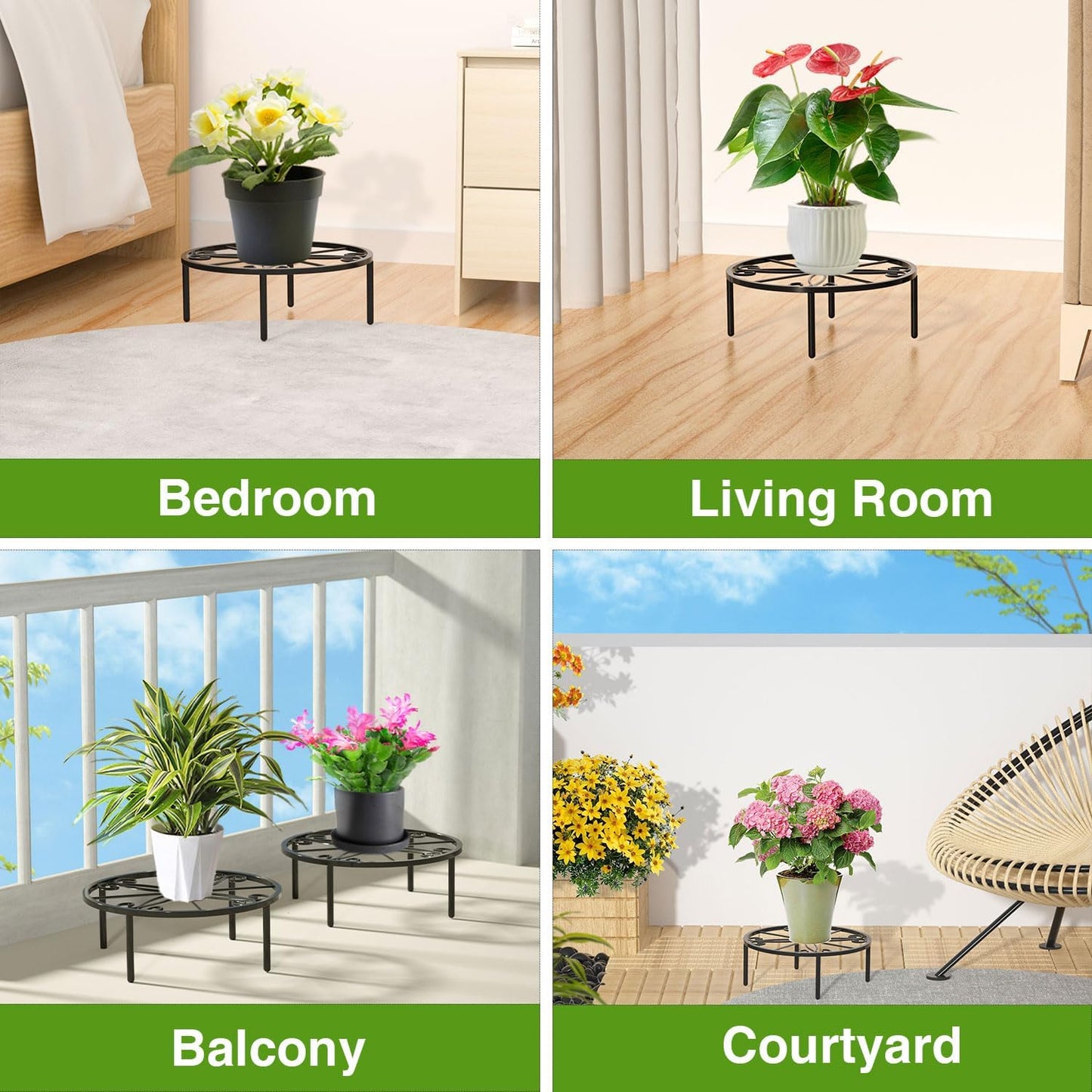 10.24IN Short Plant Stand-Heavy Duty Flower Pot Stand, Potted Plant Holder, Anti-rust Metal Plant Pot Shelf for Room Indoor and Outdoor Courtyard, Gardens.