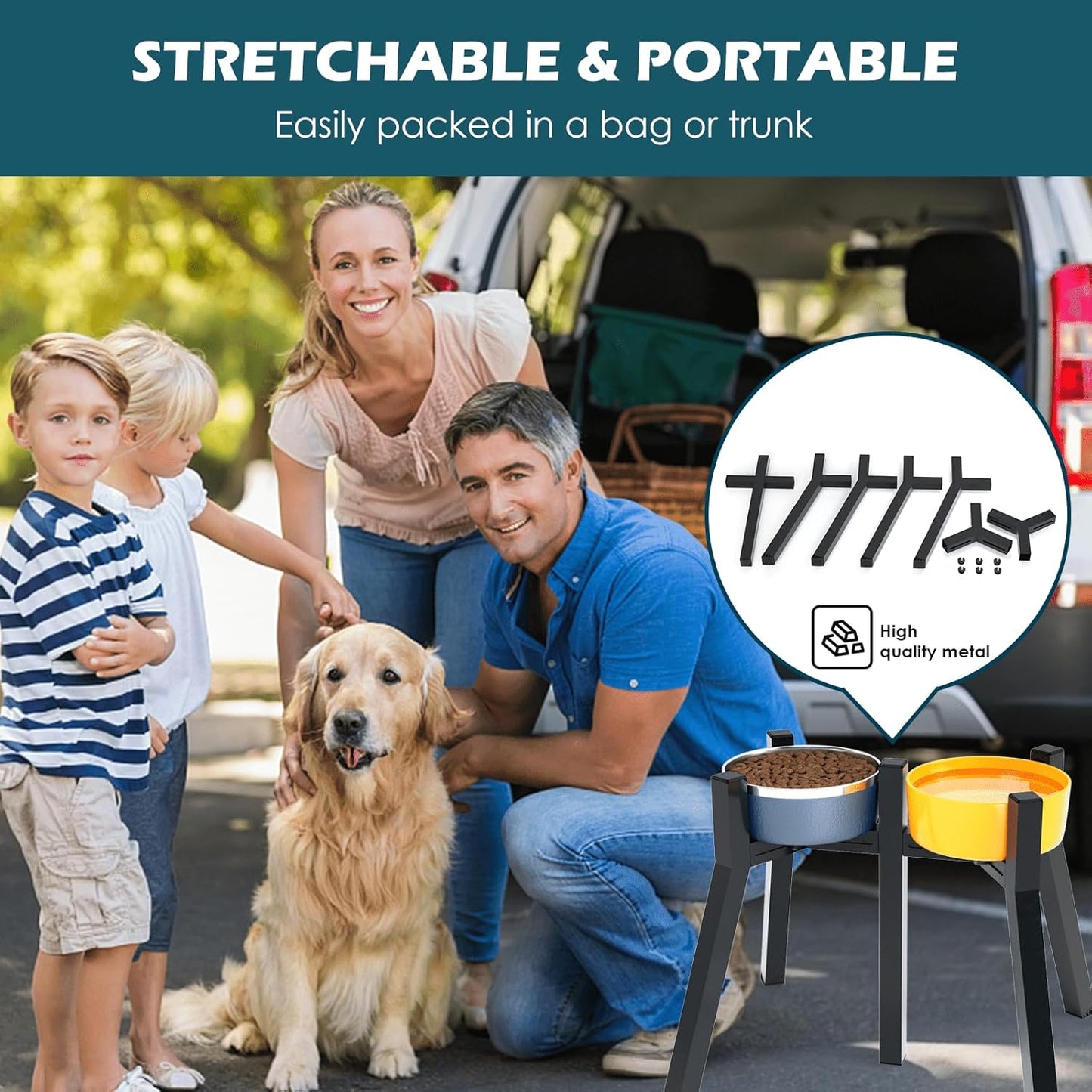 Elevated Dog Bowl Stand for Large Dogs, Adjustable Raised Dog Bowls 7-10.6", Dog Food Water Bowl Stand,13.7'' Tall,Bowl Not Included