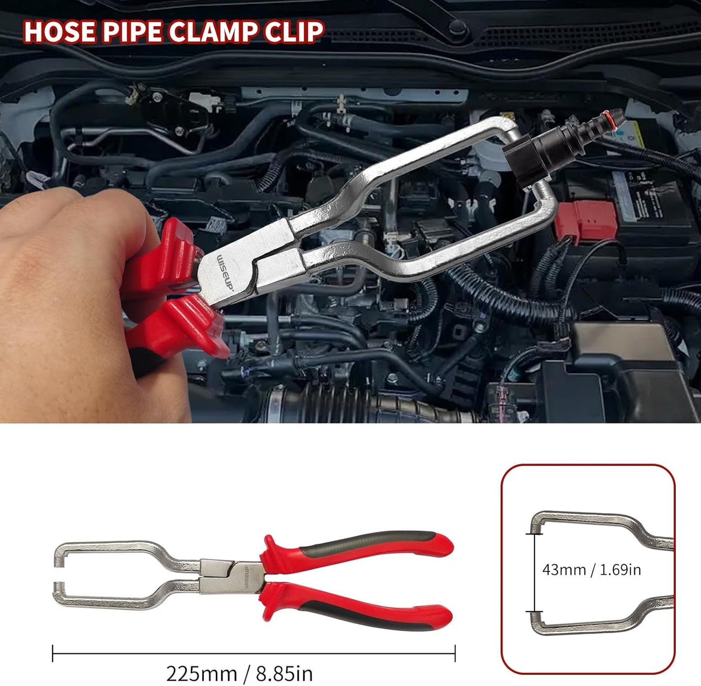 WISEUP 8-Piece Fuel Line Disconnect Tool Set – Fuel Line/Hose Clamp/Removal Pliers, Electrical Disconnect/Push Pin Tools, Relay Puller, Panel Clip Remover & Filter Caliper