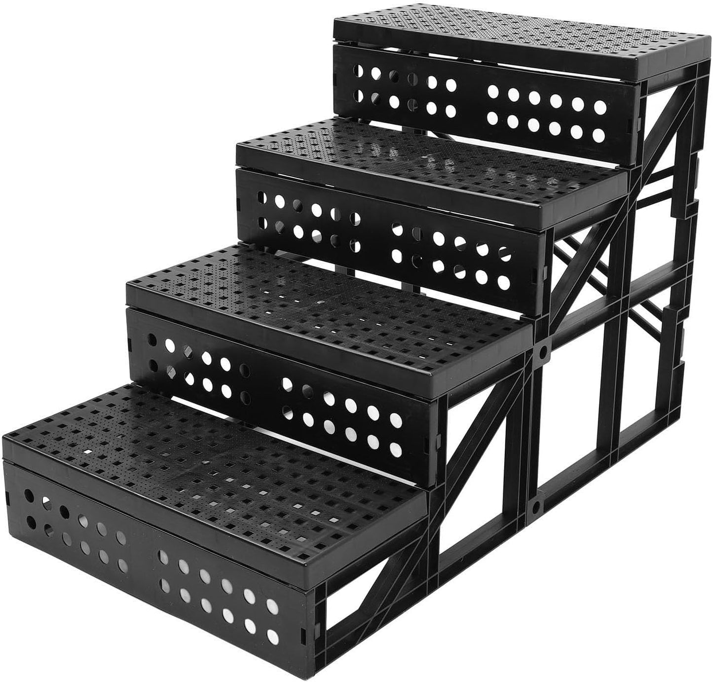 Dog Stairs for Small Dogs, Foldable Nonslip Dog Steps with 4 Step Design, Adjustable Height Pet Steps for Small Dogs and Cats, Dog Ramp Ladder for High Bed and Couch, 60x40x35cm