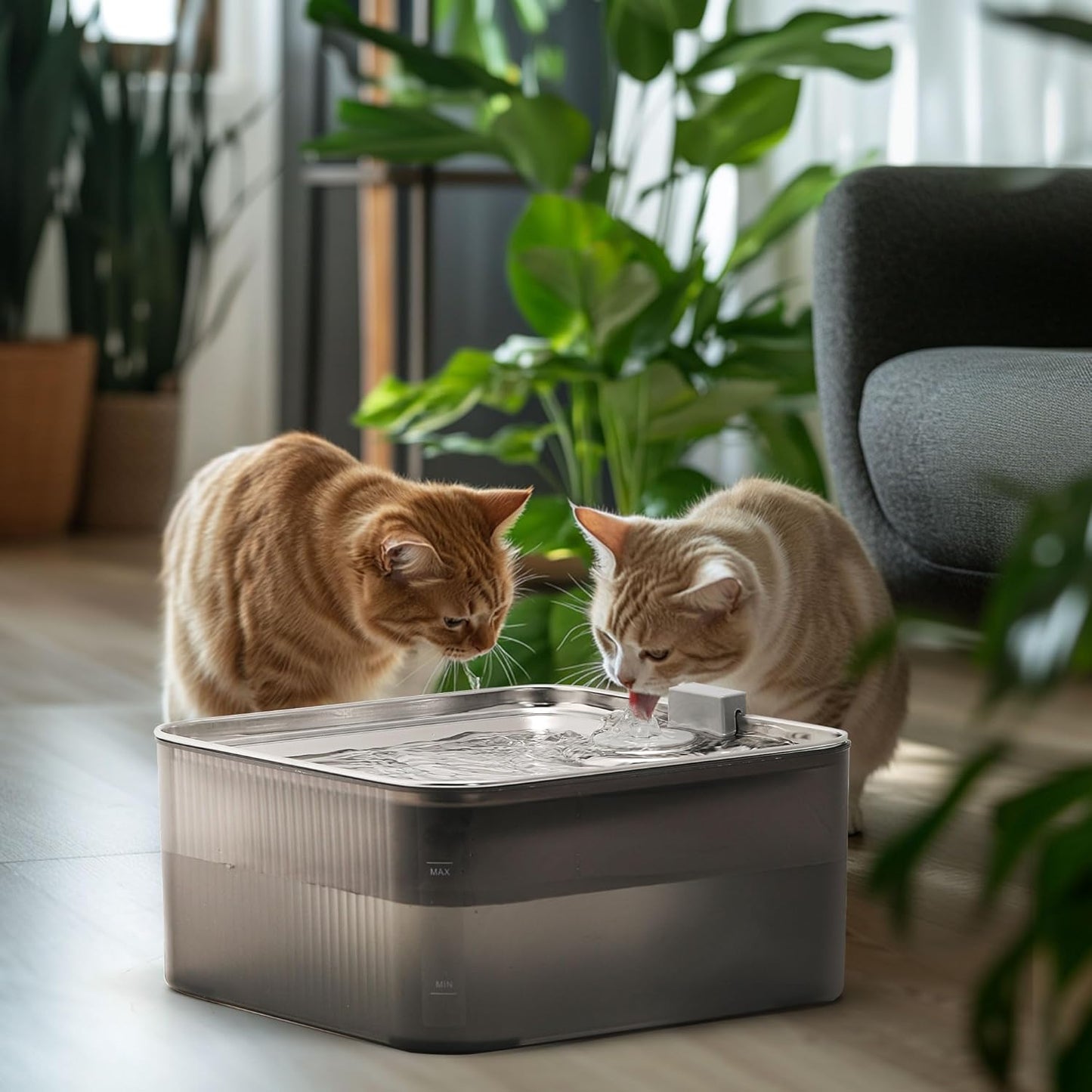 FUKUMARU Dog Water Fountain - 1.8 Gal/236oz/7L Ultra Quiet Pump (28.5dB) & 4-Stage Filter System Stainless Steel & ABS Kitty Water Fountains for Multi-Cat/Dog Homes, with 3 Filters