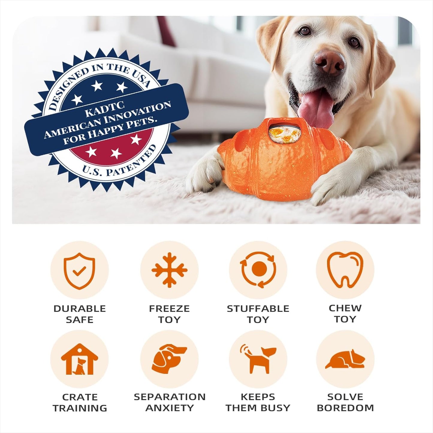 KADTC - All in ONE - 3 in 1 - Large Size Indestructible Croissant Dog Fillable Toy Peanut Butter Filler Freeze Frozen Lick Treat Tray Durable Tough Chew Toys for Aggressive Chewers Breed Dogs UV2