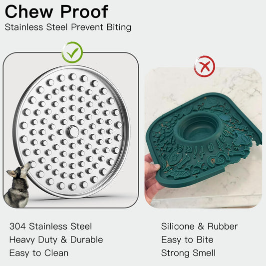 Stainless Steel Lick Mat for Dogs Cats, Slow Feeder Lick Pad for Aggressive Chewers, Non-Slip Heavy Duty Base, Mental Stimulation for Anxiety Reducer, Whisker-Friendly for Cat