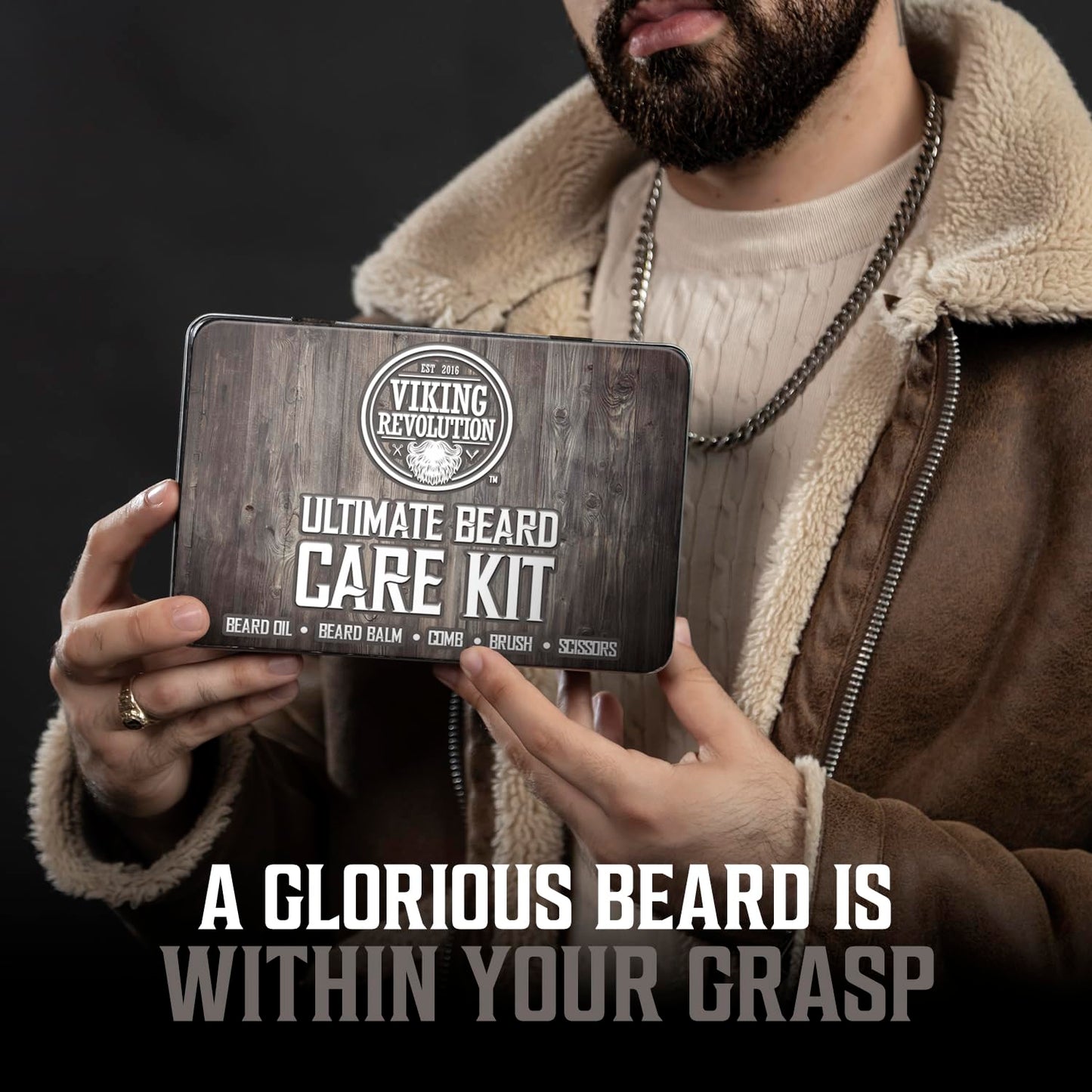 Viking Revolution - Ultimate Beard Kit - Beard Grooming Kit with Beard Brush, Beard Comb, Beard Balm, Beard Oil, Beard & Moustache Scissors - Gifts for Men