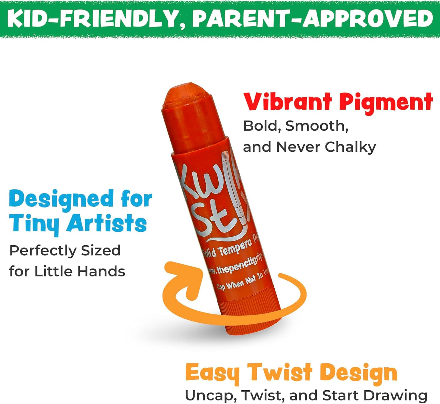 Kwik Stix Solid Tempera Paint Sticks, 24 Colors, Washable Paint Sticks for Kids, Non-Toxic, Quick Drying, Allergen Free, Comes in Classic, Metallic, & Neon Colors, Ideal for Kids and Toddlers