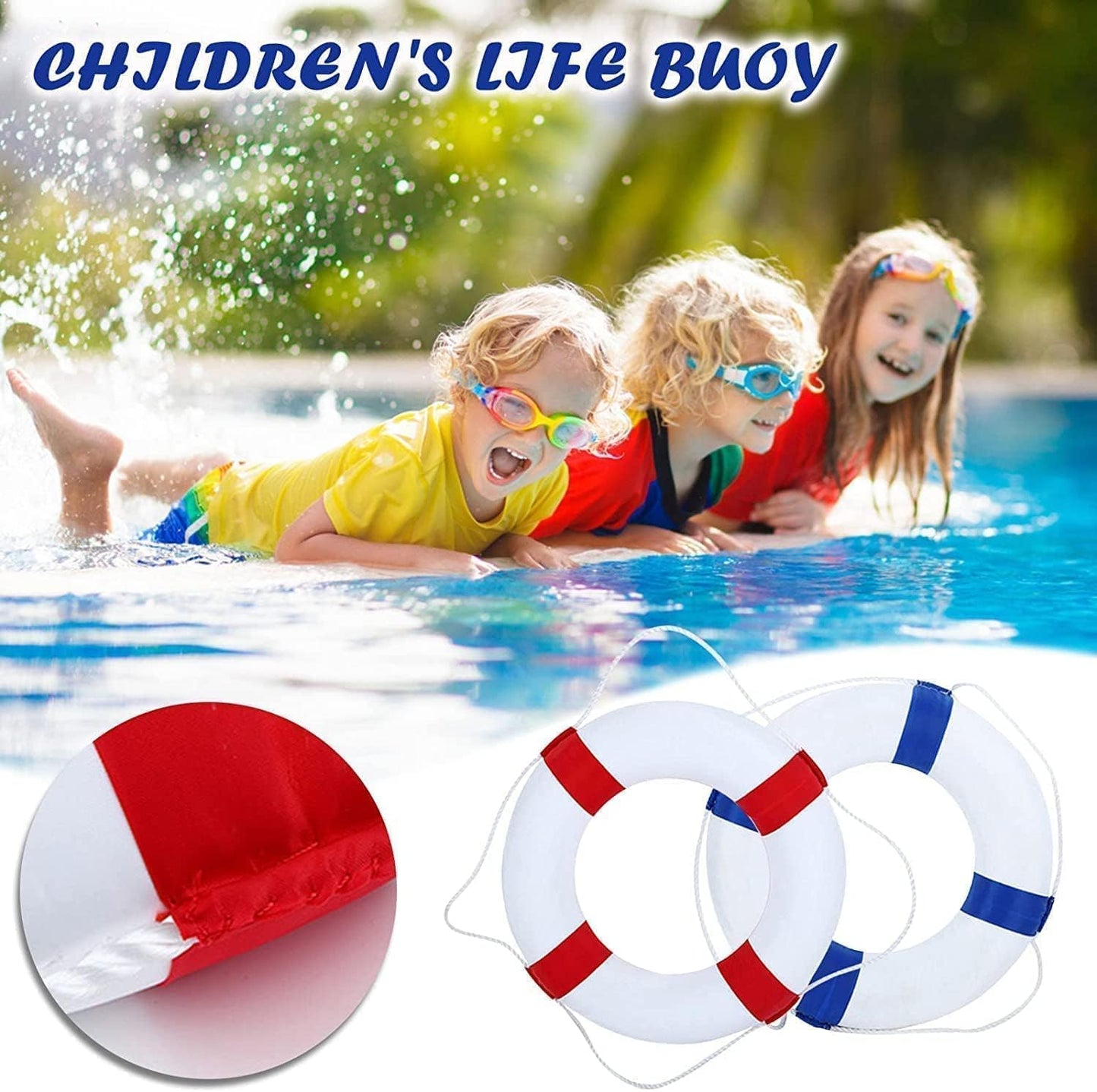 Lifebuoy Set 20Inch Life Preserver Ring and Water Floating Lifesaving Rope 98.4FT,Swim Foam Buoy,Swimming Pool Safety Throwing Ring with Perimeter Rope,Throwable Flotation Device