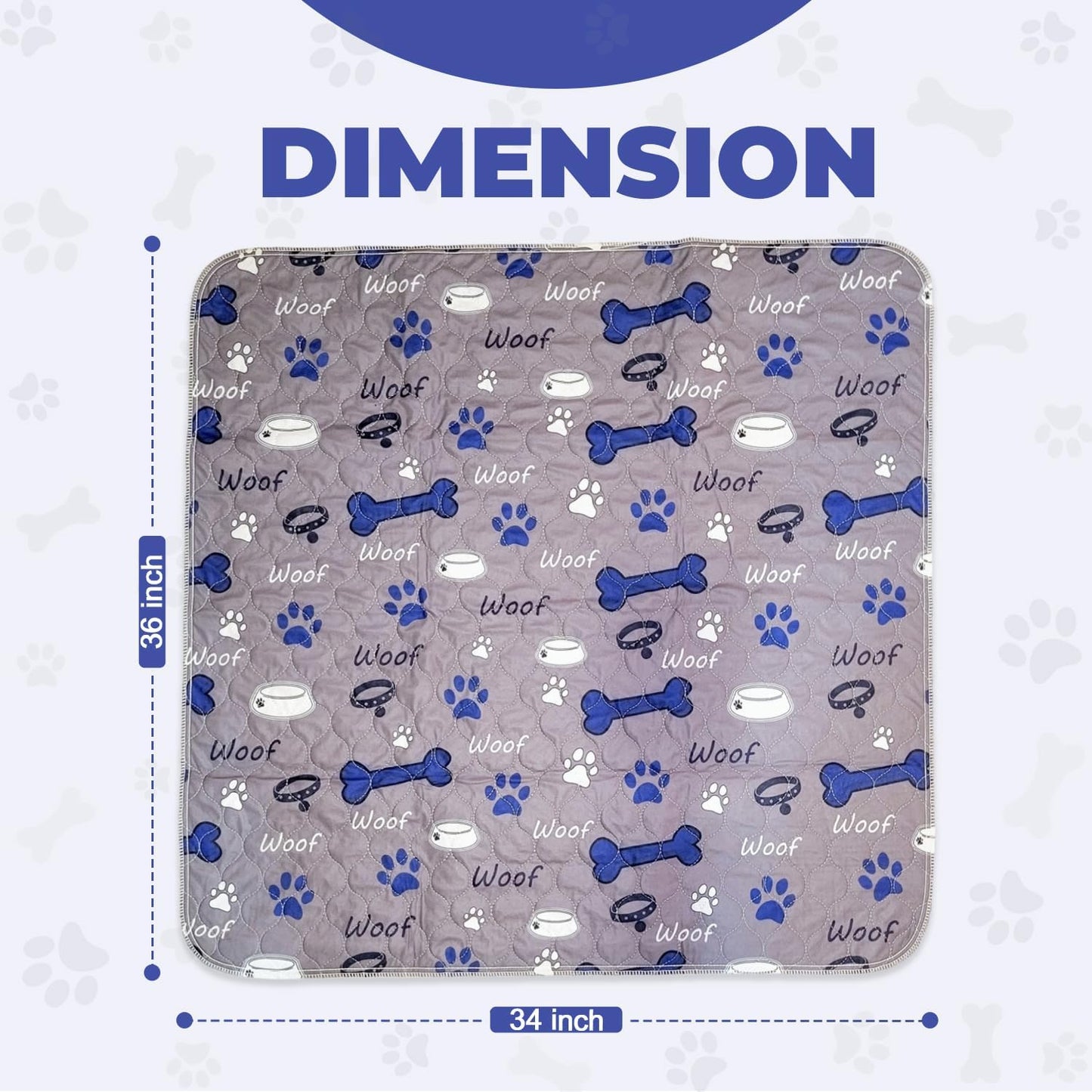 Reusable Pee Pad for Dogs - 2 Pack Blue Super Absorbent Whelping Pad Reusable Puppy Training Pads with Pet Grooming Gloves, Waterproof, Leak-Proof & Non-Slip (34 x 36)