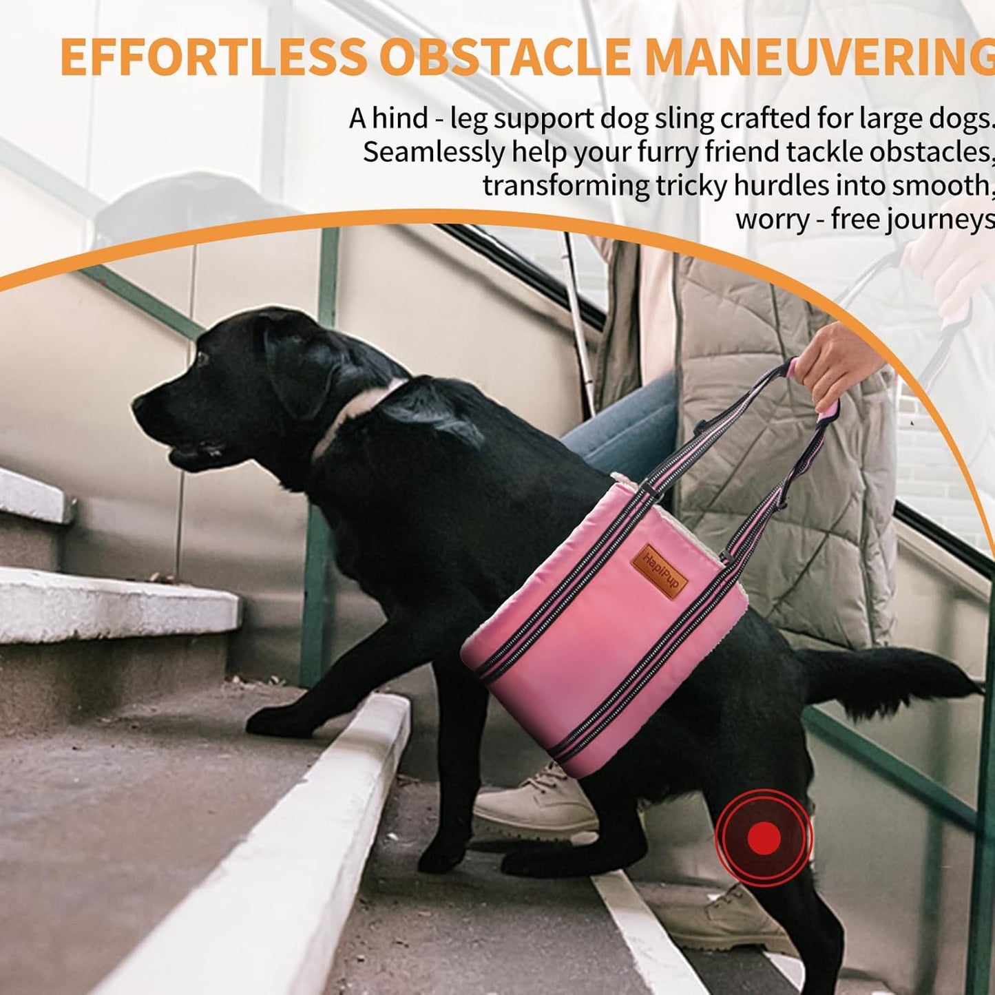 Dog Lift Harness for Large Dogs, Adjustable Comfortable Dog Sling with Handle, Knee & Rear Leg Support for Torn ACL Rehabilitation, Weak Rear Legs, Helps Senior, Disabled Canines(Pink,XL)