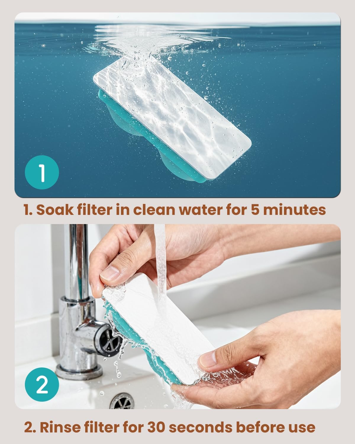 Official 8-Pack Replacement Filters and Sponges (4 Months Set) for 3.2L/108oz Stainless Steel Cat Water Fountain