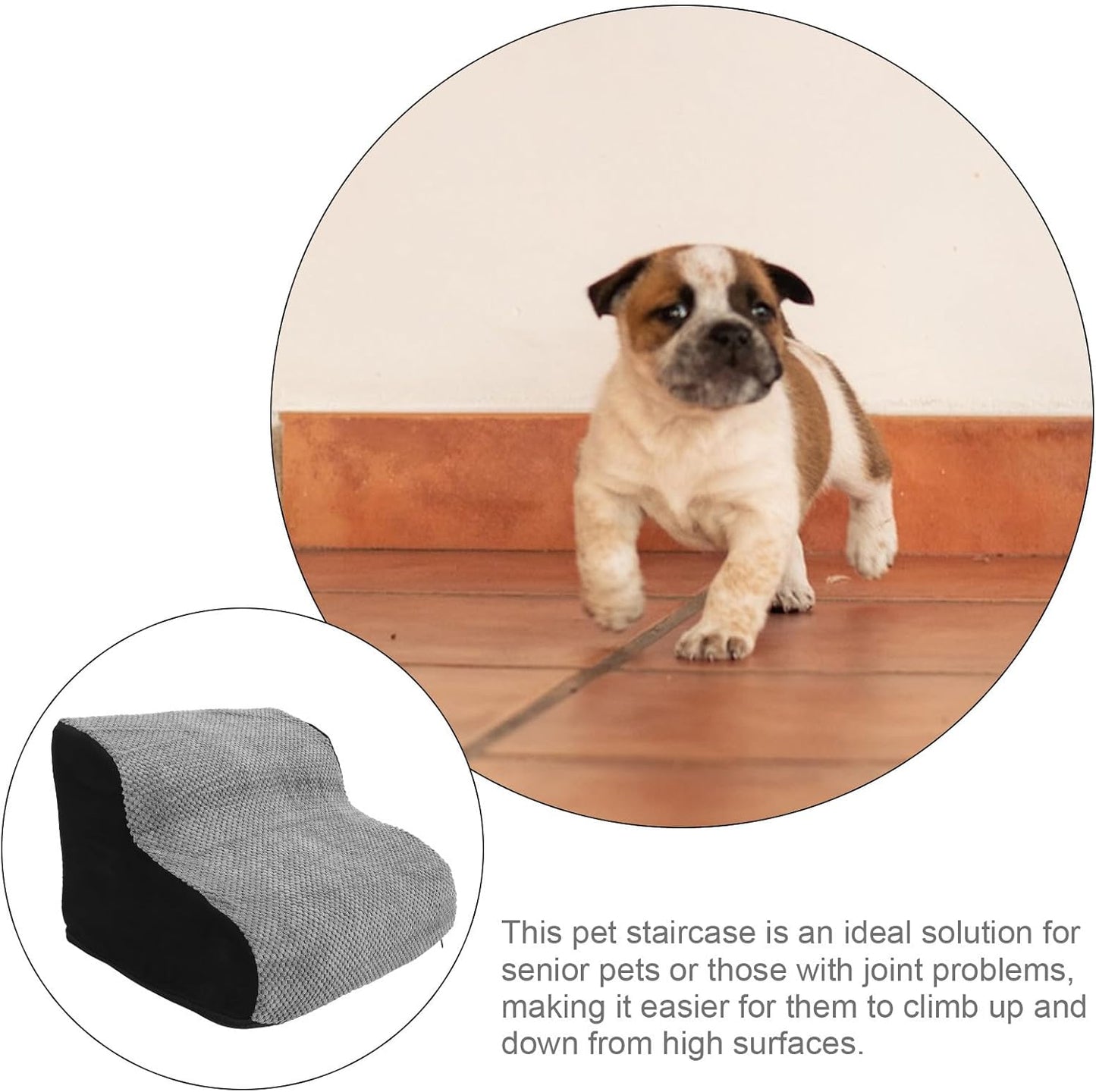 FAVOMOTO Dog Ladder Pet Steps High-Density Foam Non-Slip Bottom Wide Pet Stair Ramp for Sofa and Bed Puppies and Small Dogs