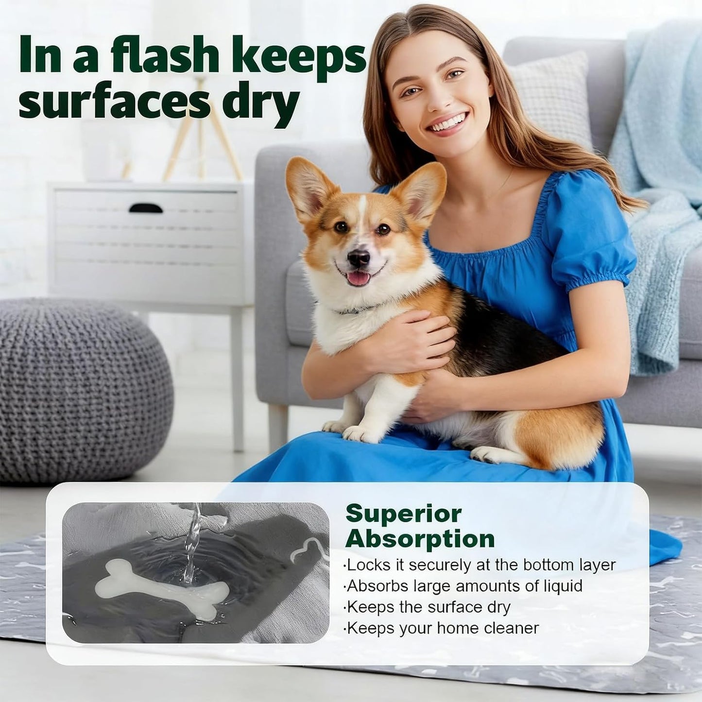 Puppy Pads with Pheromones, Pee Pads for Dogs, Washable Pee Pads for Puppy Training, Dog Pee Pads for Indoor Use, Grey Base Pet Training Mat (S: 15.7" × 23.6")
