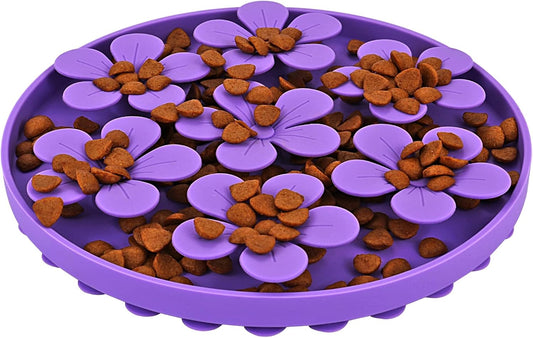 Slow Feeder,Cat Help Slow Down Eating Speed Cut Flower Silicone Rubber Cute Slow Feeder for Puppy/Cat/Dog
