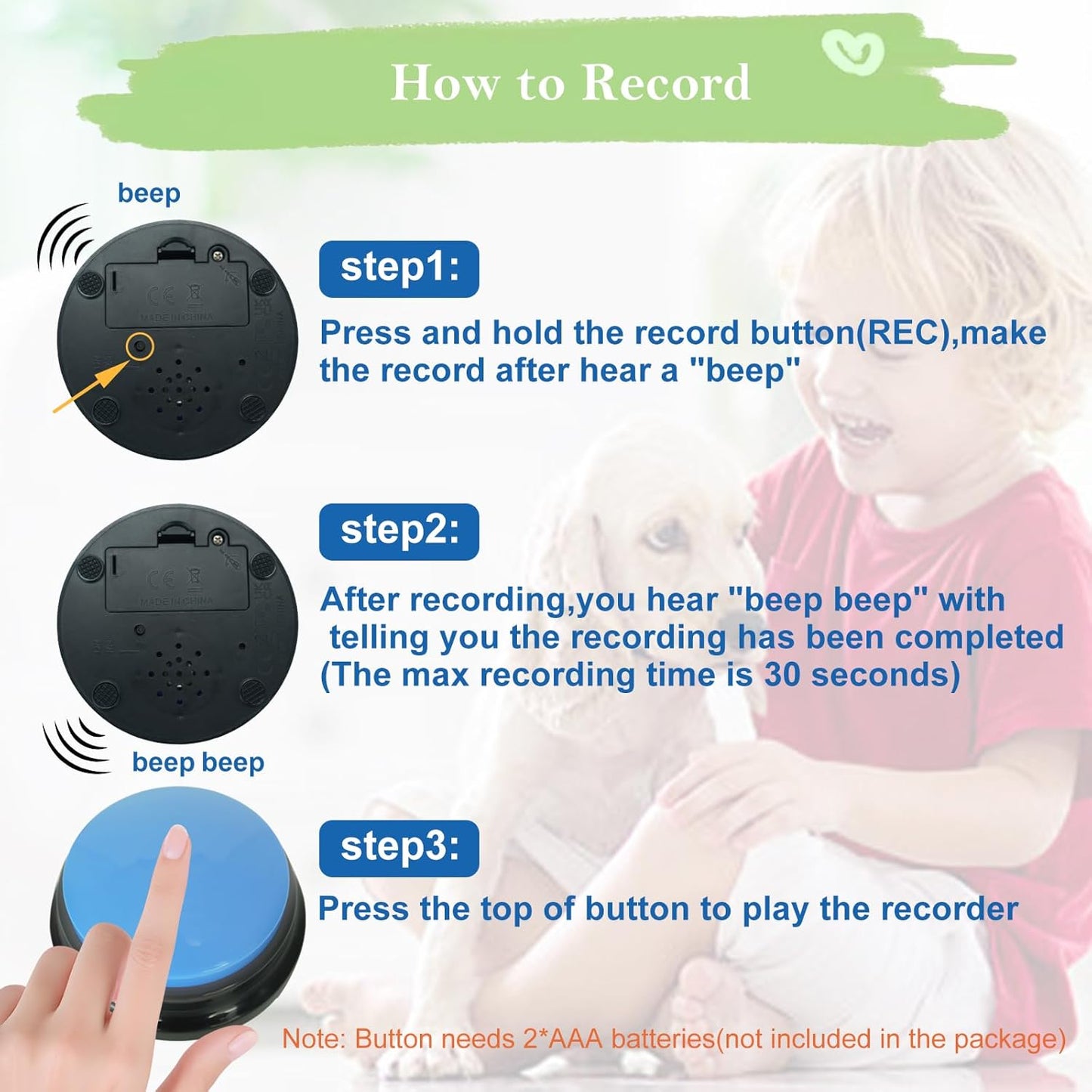 Set of 4 Dog Buttons for Communication, Voice Recordable Buttons for Classroom, Dog Training Talking Buttons Starter Set, Pet Easy Speaking Buttons Tools