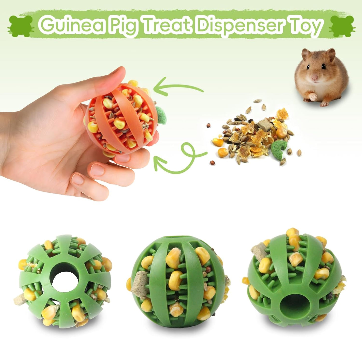 2 PCS Hamster Balls, Hamster Toy Enrichment Foraging Ball, Guinea Pig Maze Intellectual Toys Treat Balls, Snack Hidden Dispenser, Small Animals Slow Feeder for Guinea Pigs Rats Rabbits