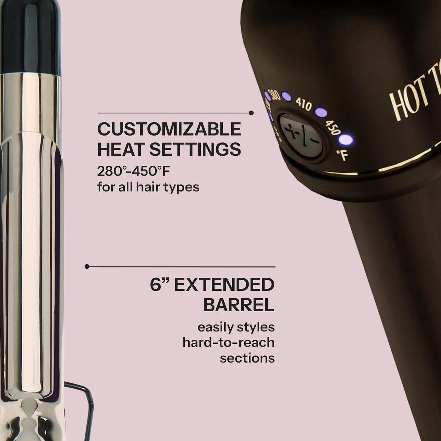 HOT Tools 24K Gold Professional 1 1/2" Extended Barrel Curling Iron with Clamp for Bouncy Curls, Faster Styling, Less Damage & Long-Lasting Results