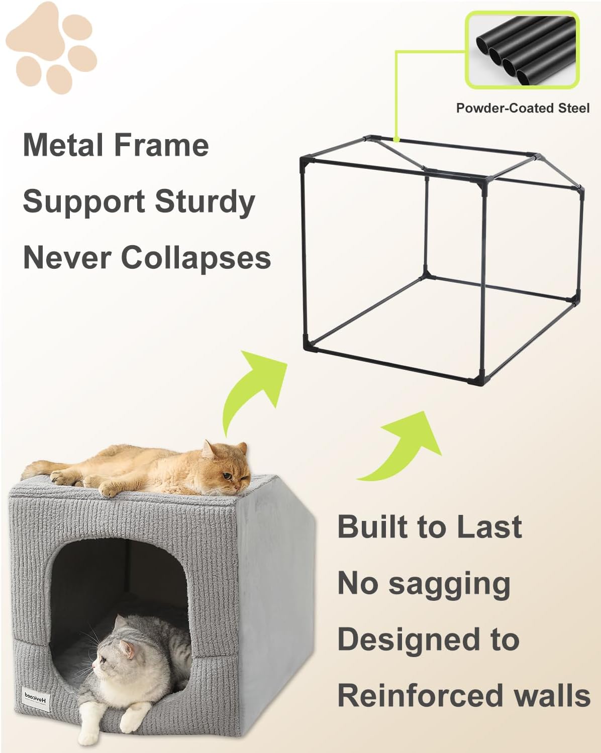 Hovicaed Indoor Dog House for Extra Large Medium Small Sized Dogs - Dog Tent with Washable Removable Cover, Pet Orthopedic Dog Cave Bed Egg-Crate Foam Cushion, Inside Dog House Large Space(L)