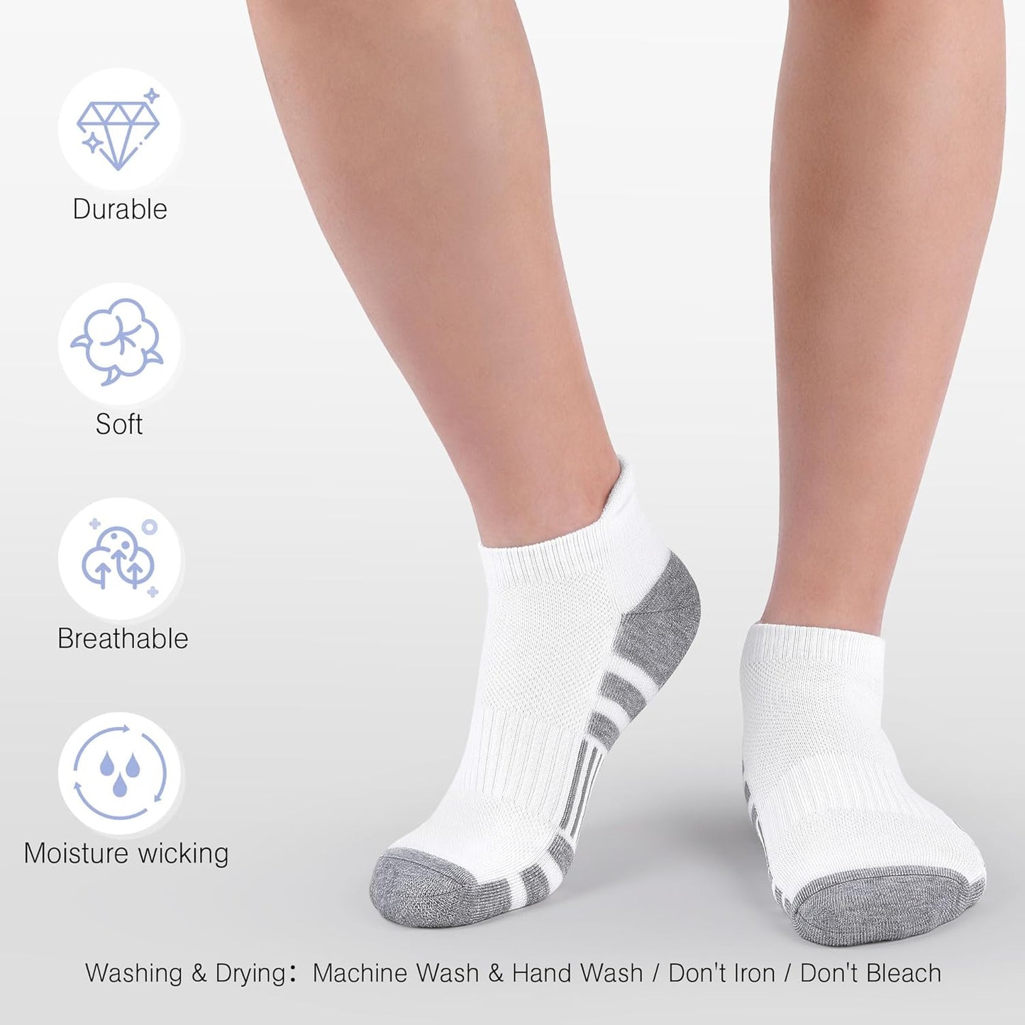 Felicigeely Ankle Athletic Running Socks Low Cut Sports Socks Breathable Cushioned Tab Socks for Men Women 6 Pairs