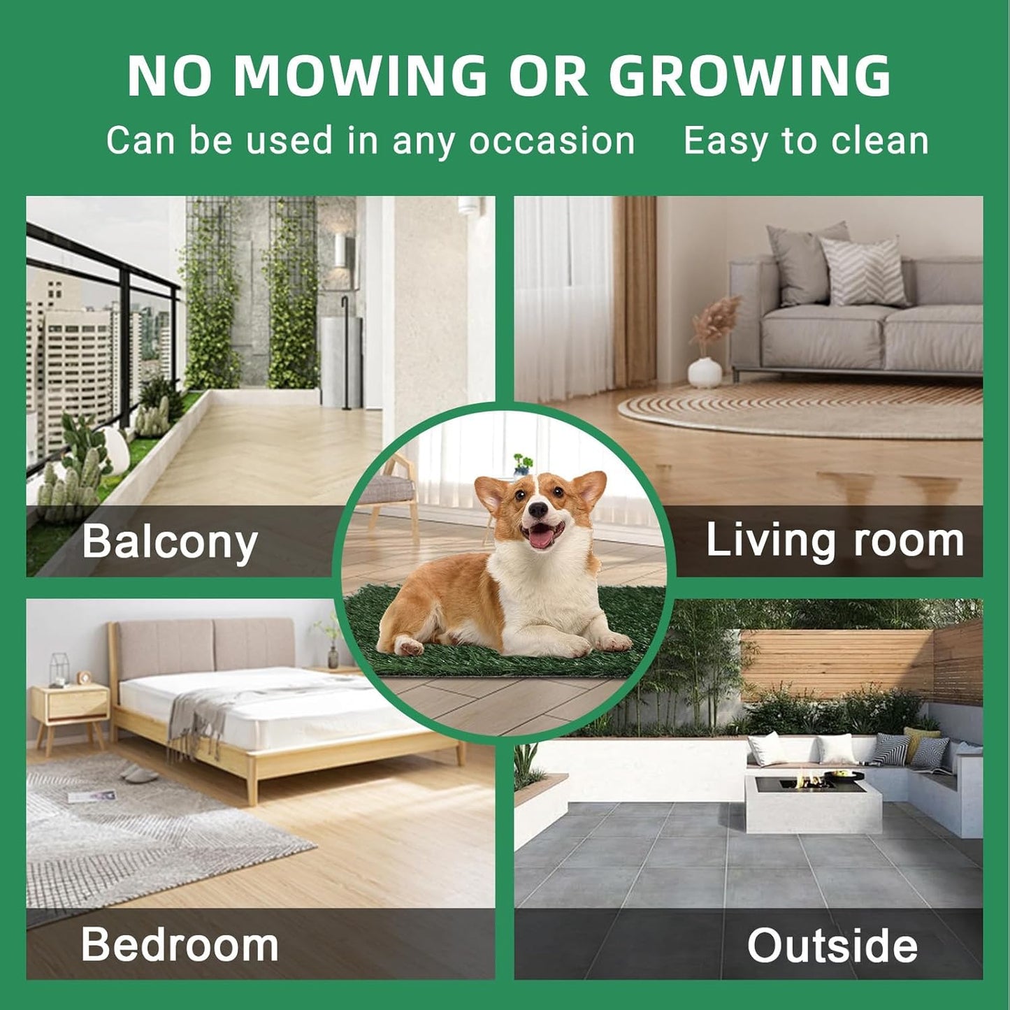 Artificial Dog Grass Pee Pads for Training, Reusable Washable Replacement Turf for Potty Tray, Indoor/Outdoor Turf Grass，Realistic Fake Grass for Dogs Potty（23"x 18"）