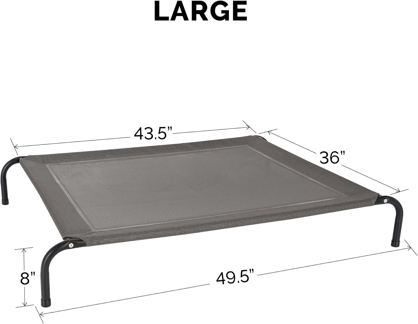 FurHaven Elevated Pet Cots - Cooling & Breathable Nylon Mesh Hammock for Large Dogs/Easy-to-Assemble / / Durable and Reinforced/Perfect for Rest & Relaxation Outdoors - Graphite Gray, Large