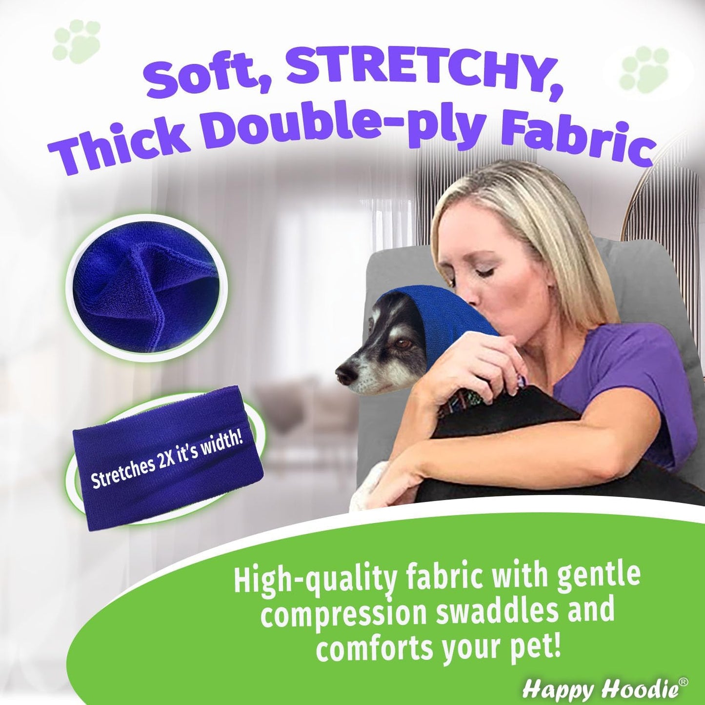 Happy Hoodie The Original Dog & Cat Calming Band - American Brand - Anxiety Relief/Noise Protection-Grooming-Thunder-Fireworks (X-Large, Pink) - Since 2008