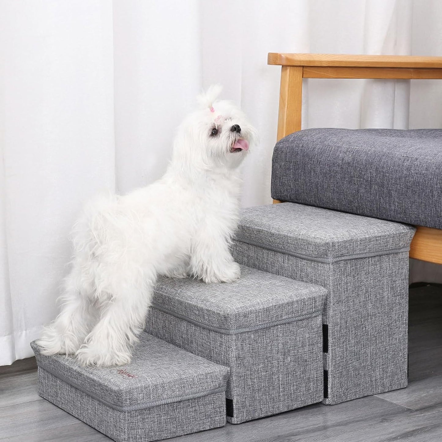 Pet Stairs for Bed Rise Dogs and Cats with Storage Climbing Supplies Furniture Large Capacity Storage Pet Ladder Dog Stairs to Bed