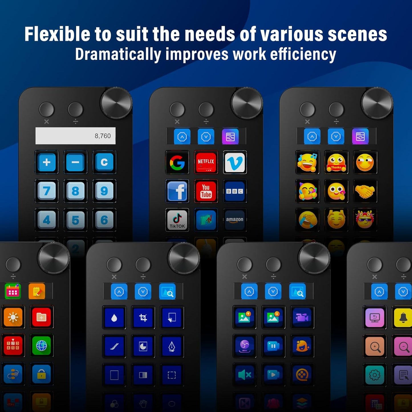 Streaming Deck for Live Streamers,Game Commands Keyboard for Gamers,Macro pad for Content Creators,Soundboard Keypad for OBS and YouTube,ThreeModes(ShortcutKeys,Calculator,Numeric Keypad)