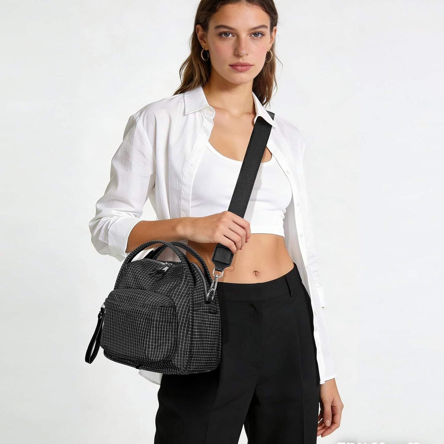 Women's Elegant Solid Color Shoulder Bag Fashionable Zipper Crossbody Bags Soft Top Handle Handbag Purse