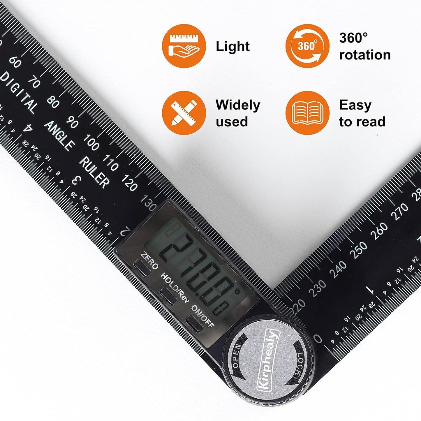 Digital Angle Finder Protractor, 7inch 200mm Angle Gauge Professional Measuring Tool, Third Generation Adjustable Angle Ruler, Quick Display for Carpentry Construction and Home Improvement