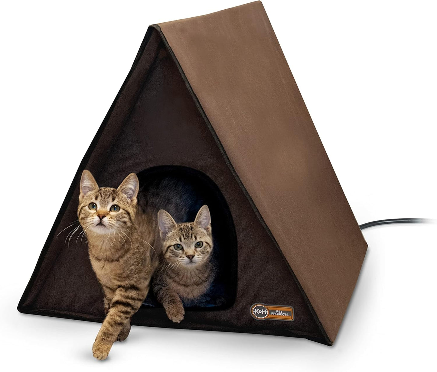 K&H Pet Products A-Frame Heated Outdoor Cat House for Outside Pets in Winter, Large Shelter for Multiple Ferals, Weatherproof, Insulated, 2 Doors, Waterproof Heated Cat Bed, Safety Listed - 20W