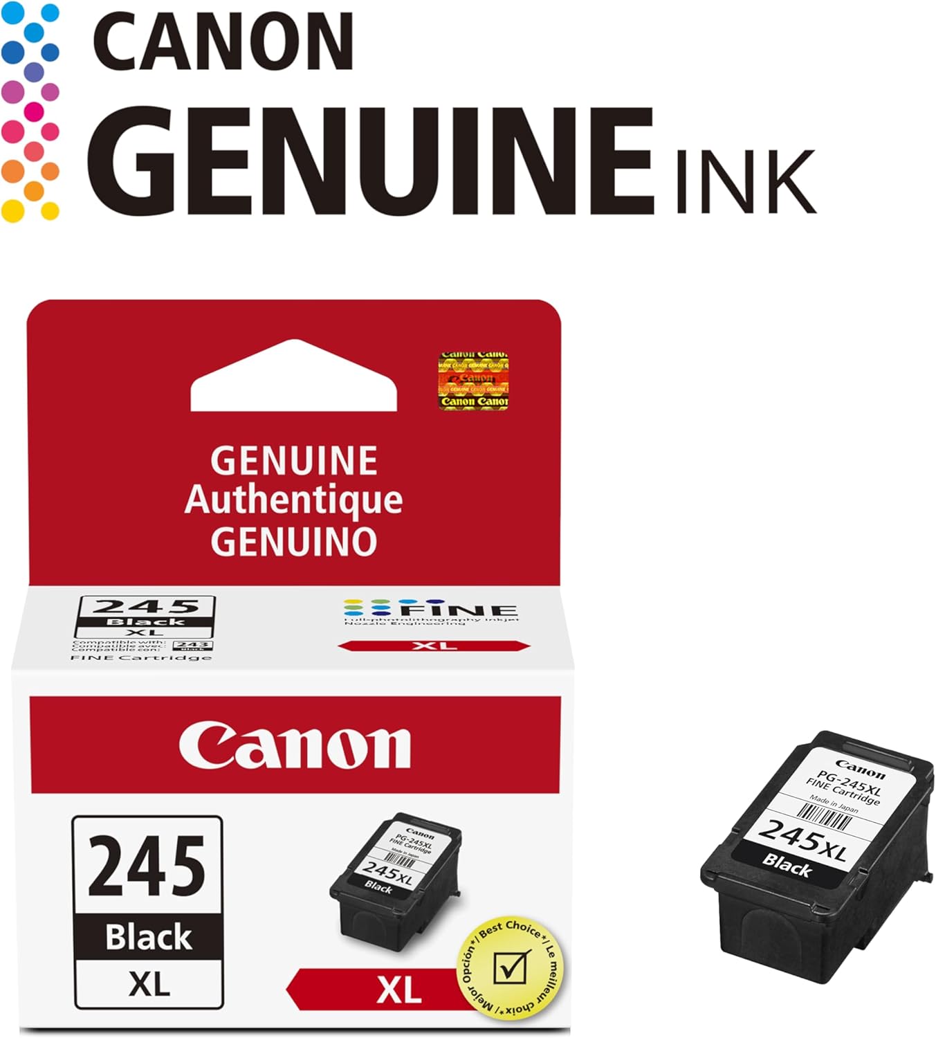 Canon PG-245 XL Genuine Black Ink Cartridge, Compatible with iP2820, MG2420/2924/2920/3020/2522/2525, MX492, TS3120/302/302a/202/202a/4520/3320