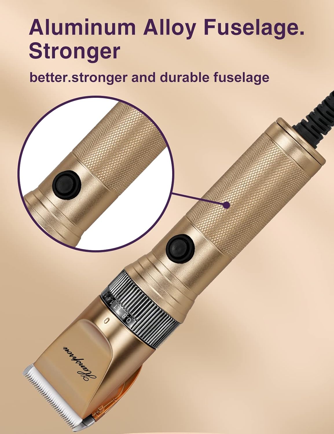 Dog Grooming Clippers, Professional Dog Clipper for Thick Coat 12V Plug-in Pet Trimmer High Power Pet Clippers Low Noise with Guard Combs Brush for Dogs Cats and Other Animal