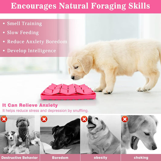 Snuffle Mat for Dogs,Silicone Interactive Dog Mat No Hurt for Dog's Nose for Smell Training and Slow Eating,Encourages Natural Foraging Skills and Stress Relief for Dog Mental Stimulation Toy