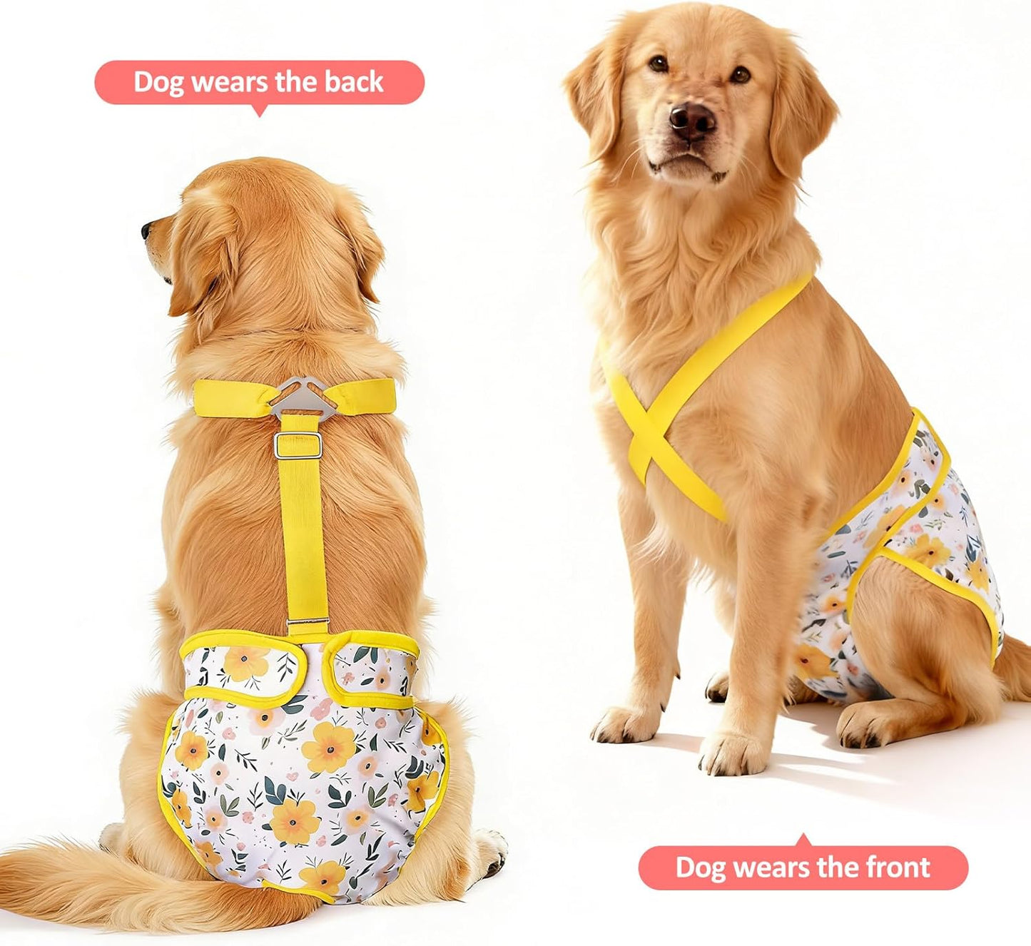 Female Dog Diapers 3 Pack Washable Dog Diapers Female Dog Diaper That Stay on Dog Diaper Female with Suspenders Reusable Doggie Diapers for Incontinence and Puppy Training(xs for Puppies)