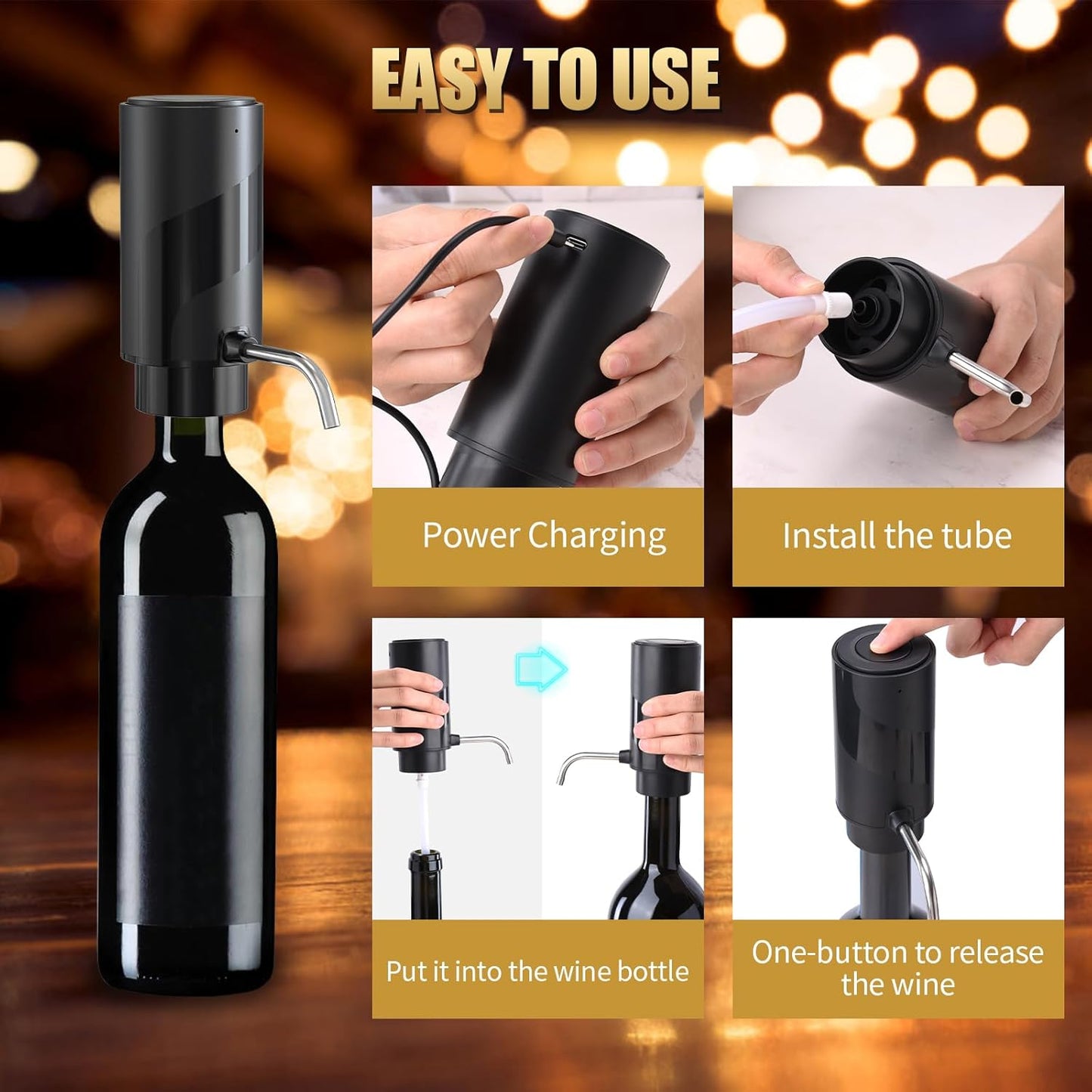 MolaMolamoy Wine Aerator Electric Wine Decanter Automatic Wine Aerator Portable One Touch Wine Dispenser Rechargeable Wine Pourer Wine Gifts for Wine Lovers and Parties